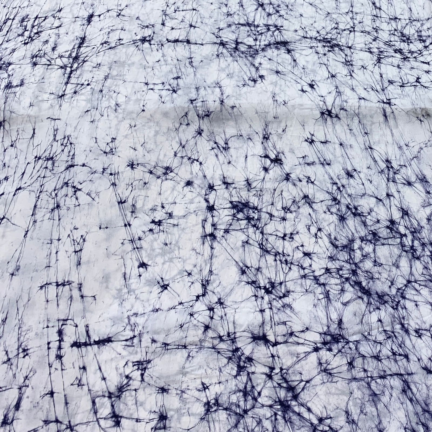 White With Blue Marble Design Crepe Printed Fabric