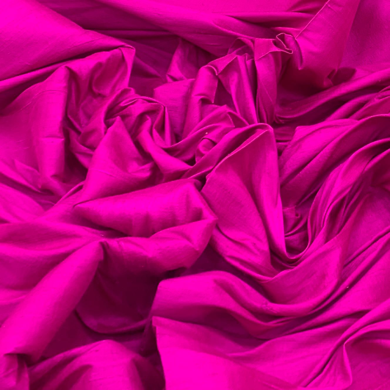 Neon Pink Plain Raw Silk Fabric