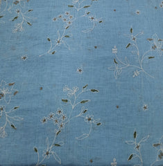 Sky Blue Floral Thread Linen Embroidery