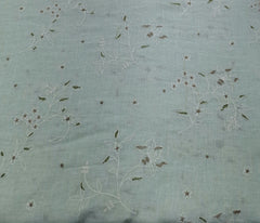 Mint Green Floral Thread Linen Embroidery