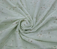 Mint Green Floral Thread Linen Embroidery