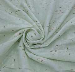 Mint Green Floral Thread Linen Embroidery