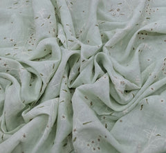 Mint Green Floral Thread Linen Embroidery