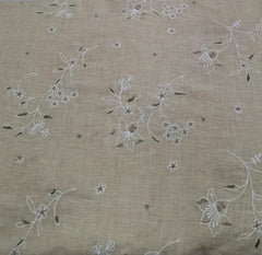Natural Beige Floral Thread Linen Embroidery