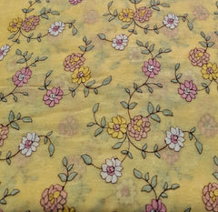 Lemon Yellow Floral Multicolor Threadwork Jal Mul Chanderi Embroidery