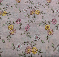 Light Pink Floral Multicolor Threadwork Jal Mul Chanderi Embroidery