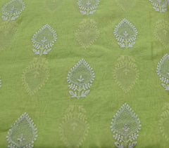 Light Lime Green Threadwork Butti Mul Chanderi Embroidery