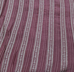 Pink Striped Thread and Zari Slub Silk Embroidery