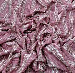 Pink Striped Thread and Zari Slub Silk Embroidery