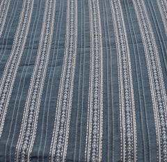 Blue Striped Thread and Zari Slub Silk Embroidery