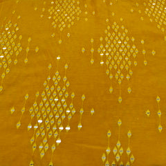 Mango Yellow Mirror Work Slub Silk Embroidery