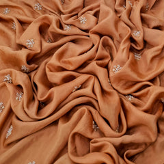 Light Rust Floral Cut Dana Muslin Cotton Embroidery