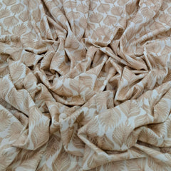 Off White Peach Leaf Cotton Embroidery