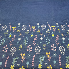 Blue Multicolour Floral Daman Denim Embroidery