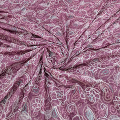 Light Purple Floral Print And Cotton Embroidery