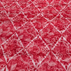 Red Geometric Print And Cotton Floral Embroidery