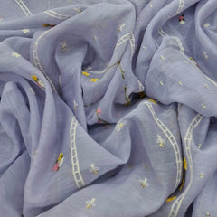 Lavender Panel Floral Mul Chanderi Embroidery