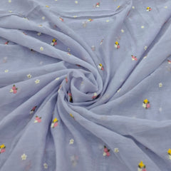 Lavender All Over Floral Mul Chanderi Embroidery