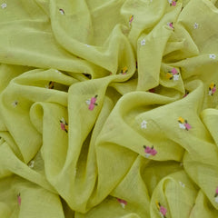 Green All Over Floral Mul Chanderi Embroidery