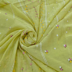 Green Panel Floral Mul Chanderi Embroidery