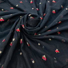 Black All Over Floral Mul Chanderi Embroidery