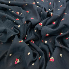 Black All Over Floral Mul Chanderi Embroidery