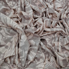 Grey Floral Print and Hakoba Cotton Embroidery