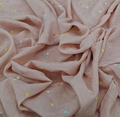 Pink Peach Multicolor Butti Wrinkled Chanderi Embroidery