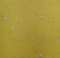 Yellow Multicolor Butti Wrinkled Chanderi Embroidery