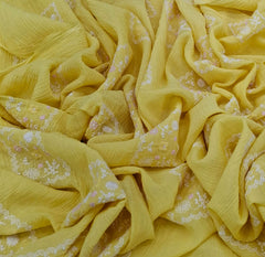 Yellow Multicolor Patchwork Wrinkled Chanderi Embroidery