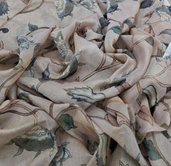 Beige Gold Multicolor Floral Jal Tissue Chanderi Print