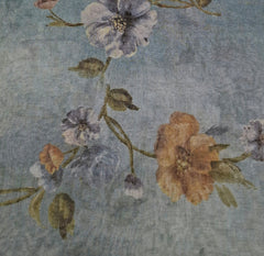 Blue Multicolor Floral Tissue Chanderi Print