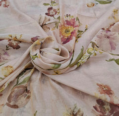 Pastel Pink Multicolor Floral Tissue Chanderi Print