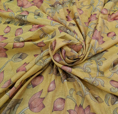Yellow Multicolor Floral Jal Tissue Chanderi Print