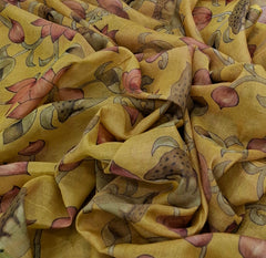 Yellow Multicolor Floral Jal Tissue Chanderi Print