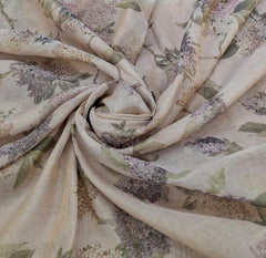 Beige Gold Multicolor Floral Tissue Chanderi Print