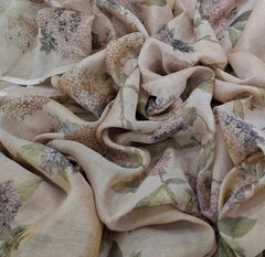 Beige Gold Multicolor Floral Tissue Chanderi Print