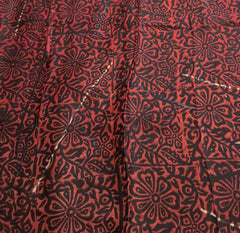 Red Black Modal Satin Batik Ajrakh Print