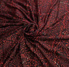 Red Black Modal Satin Batik Ajrakh Print