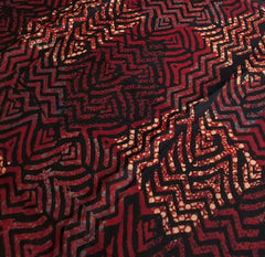 Red Black Modal Satin Tribal Chevron Ajrakh Print