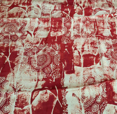 Red White Modal Satin Paisley Batik Ajrakh Print