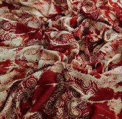 Red White Modal Satin Paisley Batik Ajrakh Print