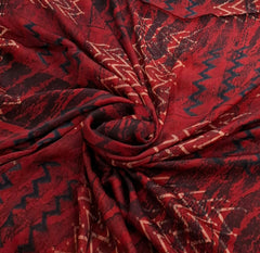 Red Black Modal Satin Chevron Ajrakh Print