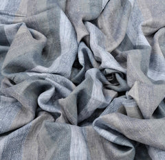 Blue Beige Green Striped Handloom Linen