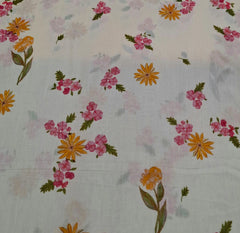 Cream Floral Multicolour Mul Cotton Printed
