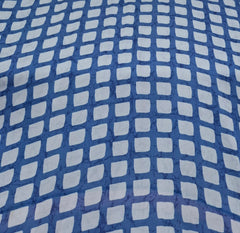 Cobalt Blue Checks Modal Satin Printed