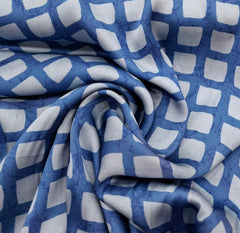 Cobalt Blue Checks Modal Satin Printed
