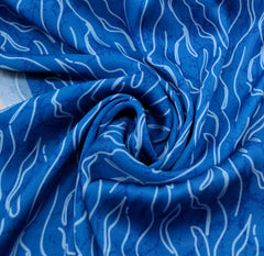 Cobalt Blue Waves Modal Satin Printed