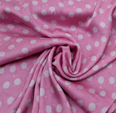 Pink Polka Dots Modal Satin Printed