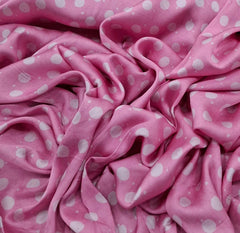 Pink Polka Dots Modal Satin Printed